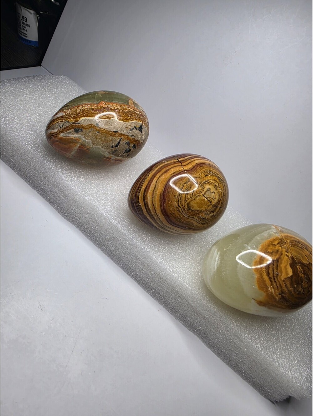 Vintage Banded Onyx Marble Egg Figurine Paperweight